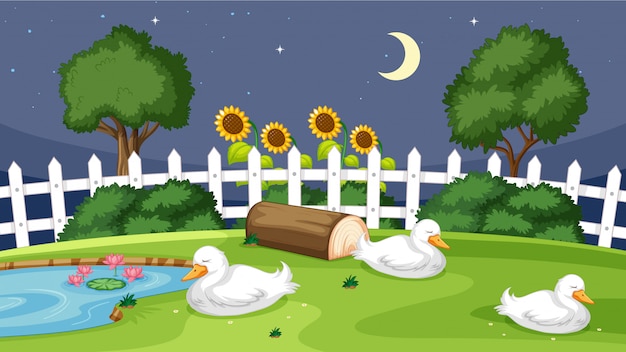 Free vector cute duck sleeping on grass