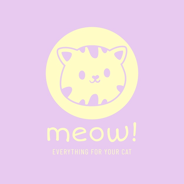 Бесплатное векторное изображение Симпатичный логотип дуотонного кота
