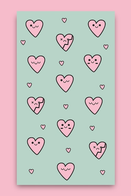 Free vector cute duotone hearts mobile wallpaper