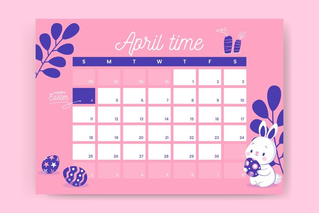 Cute duotone weekly easter calendar