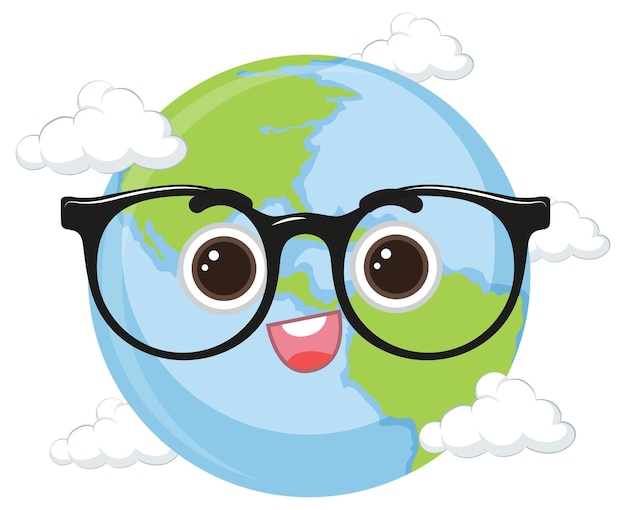 Бесплатное векторное изображение Симпатичная планета земля в очках