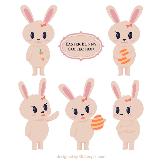 Free Vector cute easter bunny collection