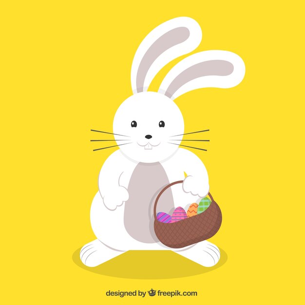 Cute easter bunny with a basket