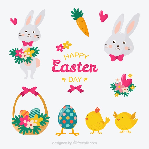 Free vector cute easter day set