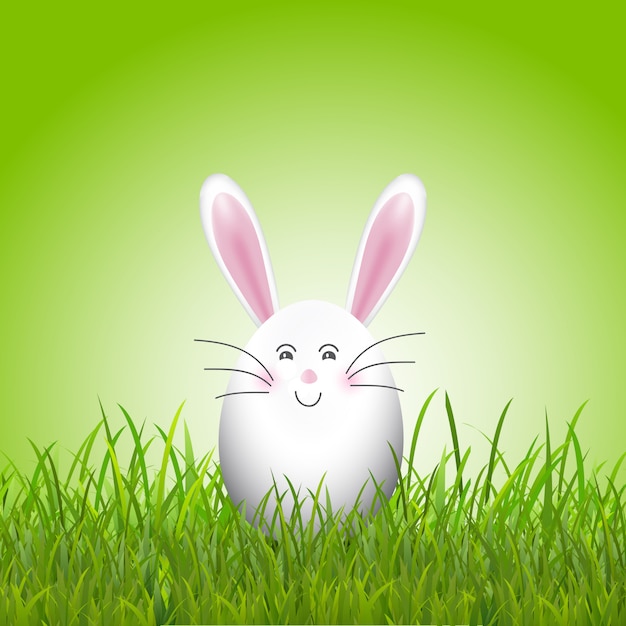 잔디에 귀여운 부활절 달걀 토끼