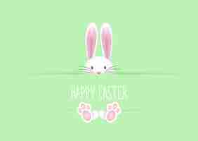 Free vector cute easter greeting card with bunny rabbit