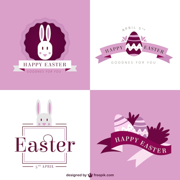 Free vector cute easter pink cards