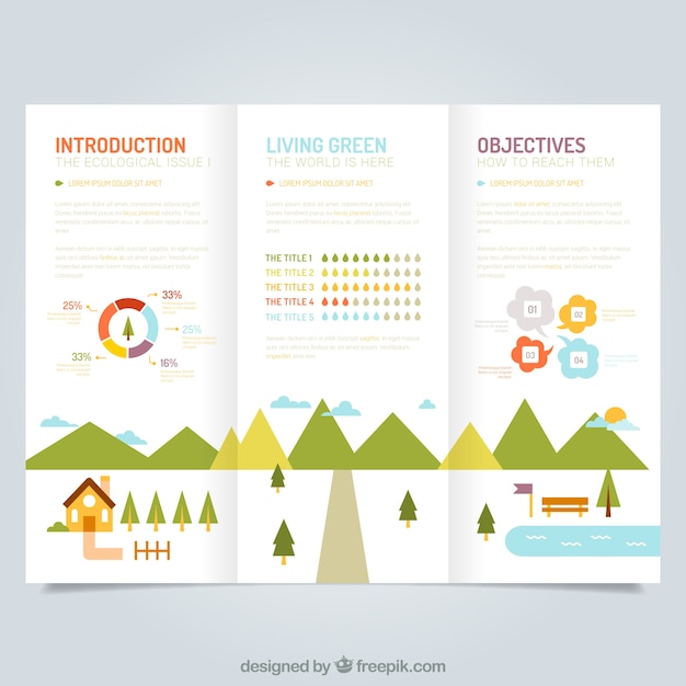 Cute ecological leaflet template