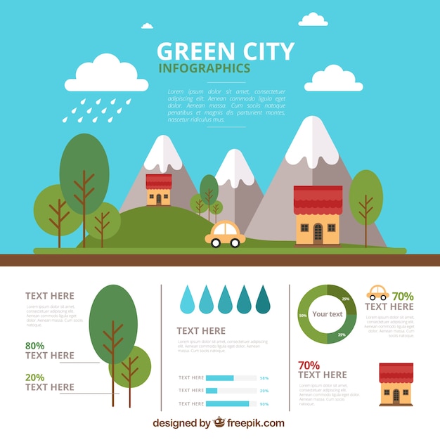 Free vector cute ecological village infograhy