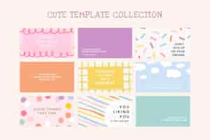 Free vector cute editable templates vector set on pastel backgrounds with inspirational texts