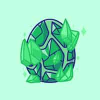 Бесплатное векторное изображение Милый яичный зеленый бриллиант элемент мультфильма векторная икона иллюстрация животный объект икона концепция изолирована