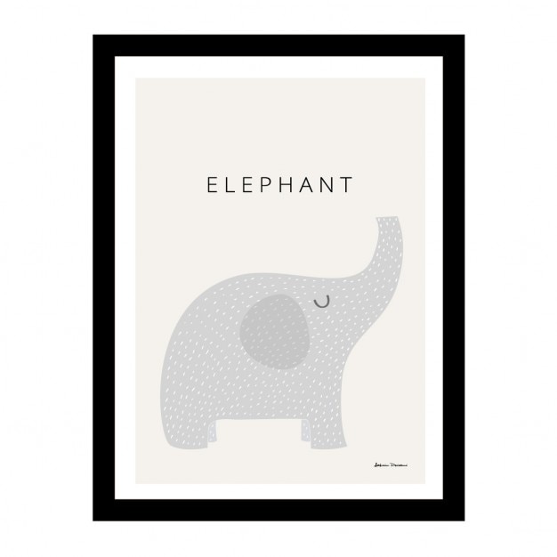 Free vector cute elephant in a black frame