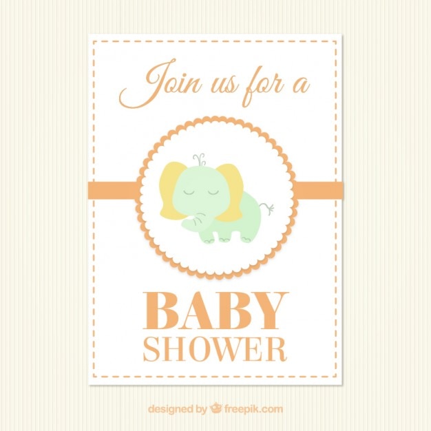 Vettore gratuito carta elefante carino per baby shower