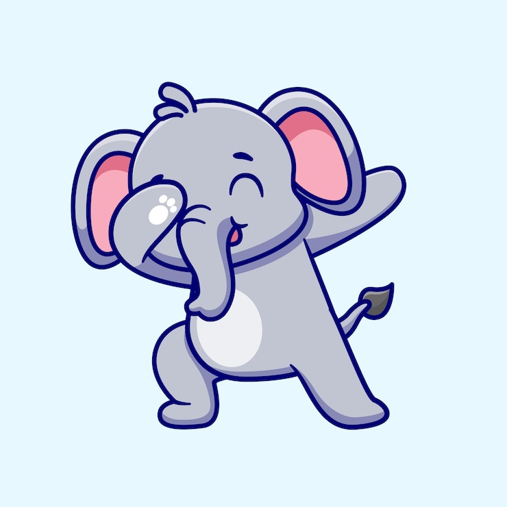 Free Vector cute elephant dabbing cartoon vector icon illustration. animal nature icon concept isolated premium