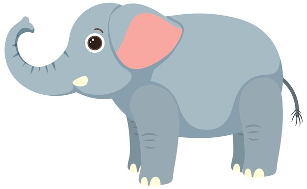 Cute elephant in flat cartoon style