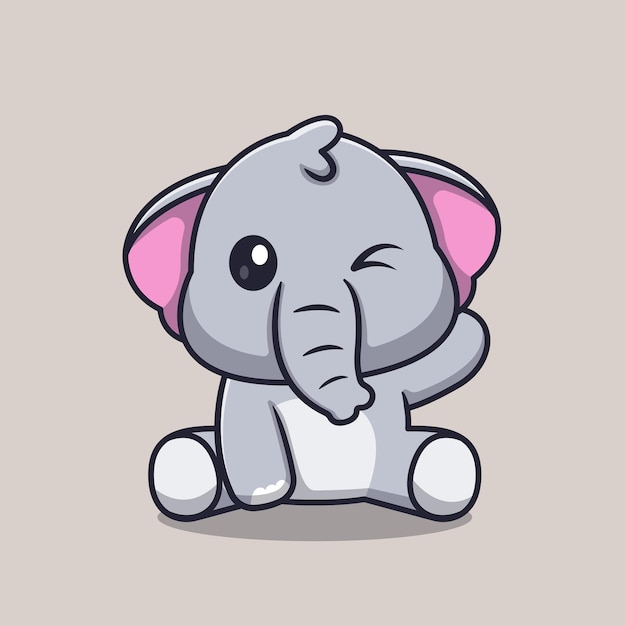 Cute elephant sitting cartoon vector icon illustration animal nature icon concept isolated flat