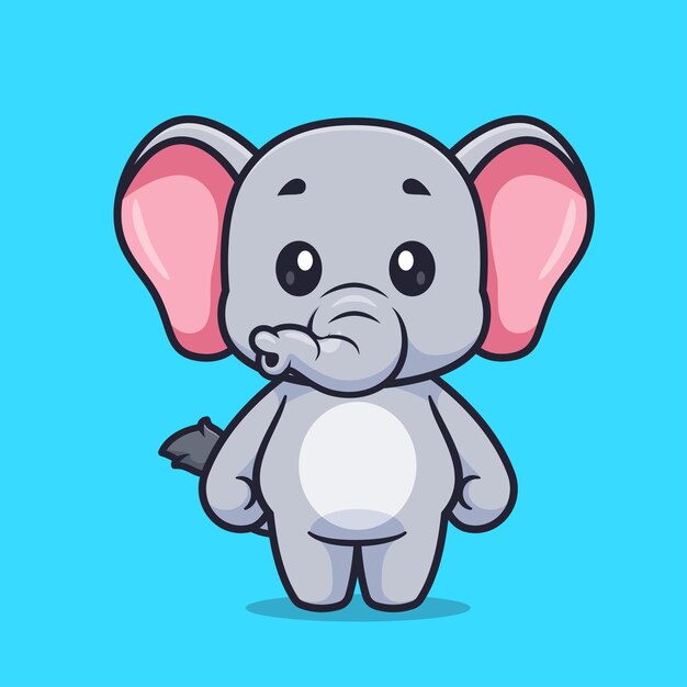 Free Vector cute elephant standing cartoon vector icon illustration animal nature icon isolated flat vector