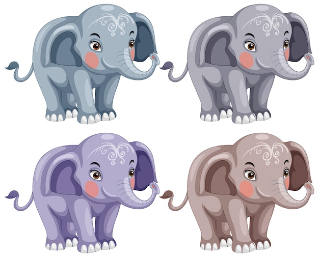 Free vector cute elephant with painted face cartoon isolated