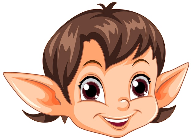 Free vector cute elf head cartoon character