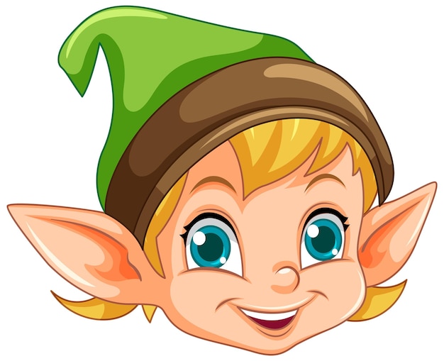 Free vector cute elf head cartoon character