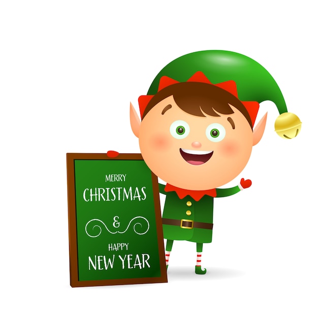 Cute elf wishing Merry Christmas