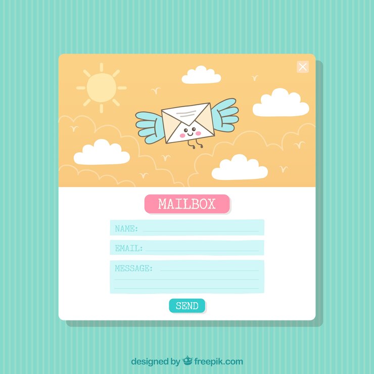 Free Vector cute email with lovely drawing