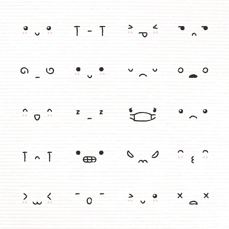 無料Vector 落書きスタイルのセットで多様な感情を持つかわいい絵文字デザイン要素ベクトル