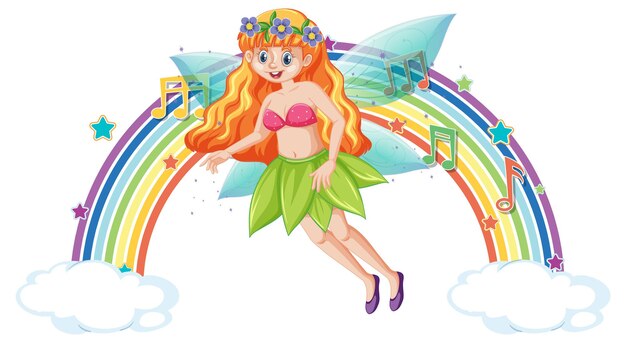 Милая фея мультипликационный персонаж с радугой