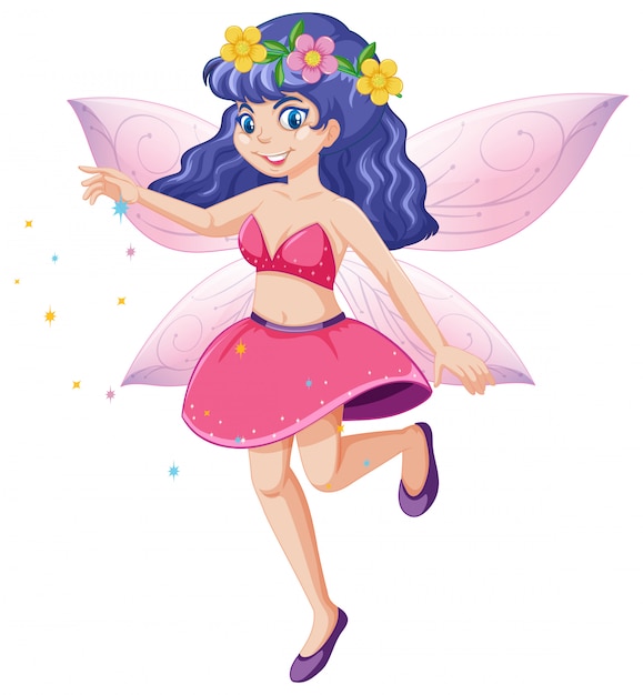 Free vector cute fairy standing position cartoon character on white background