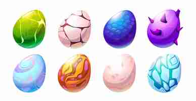 Free vector cute fantasy colorful dinosaur eggs