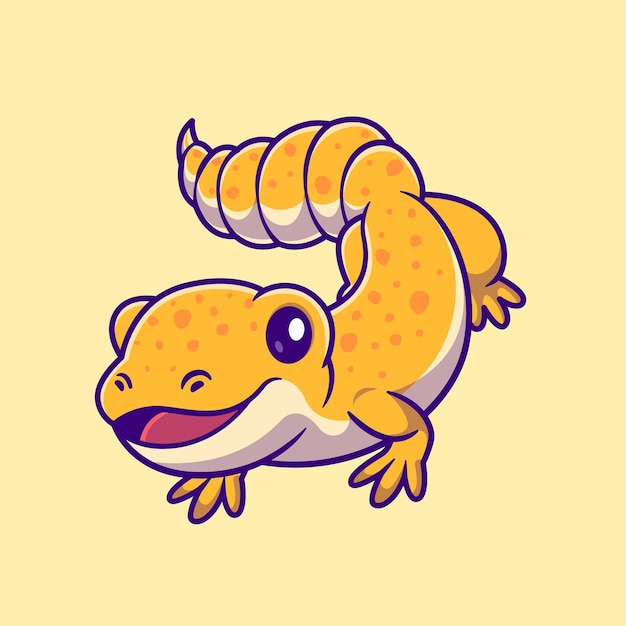 Cute Fat Tailet Gecko Cartoon Vector Icon Illustration. Animal Nature Icon Concept Isolated Premium Vector. Flat Cartoon Style