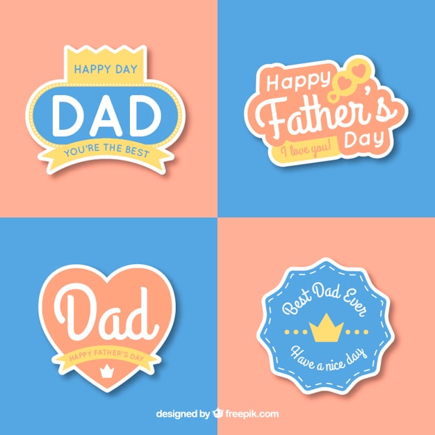 Free vector cute father's day labels