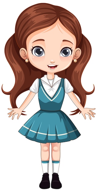 Бесплатное векторное изображение Симпатичная студентка мультипликационный персонаж