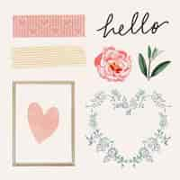 Free vector cute feminine stickers pack