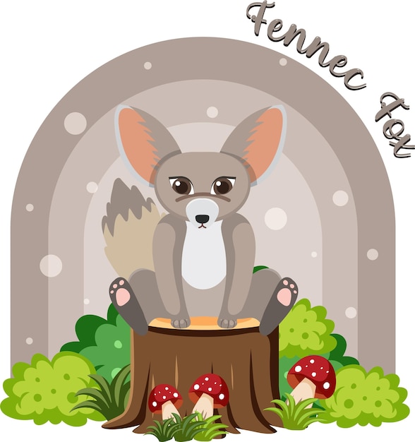 Free vector cute fennec fox in cartoon flat style