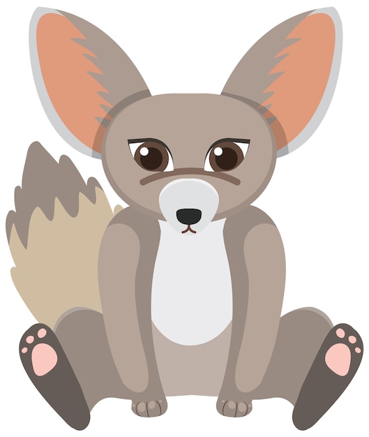 Cute fennec fox in flat cartoon style