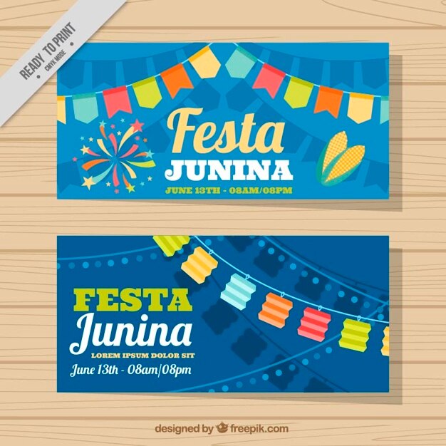 Симпатичные festa junina баннеры с гирляндами