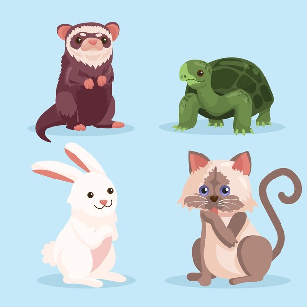 Cute fifferent pets concept