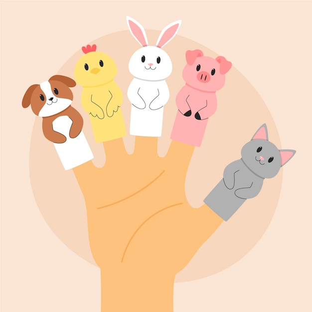 Free vector cute finger puppets collection