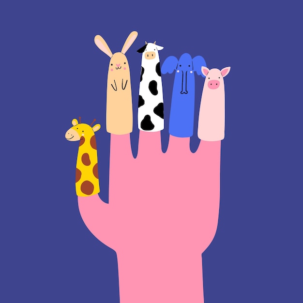 Free vector cute finger puppets collection