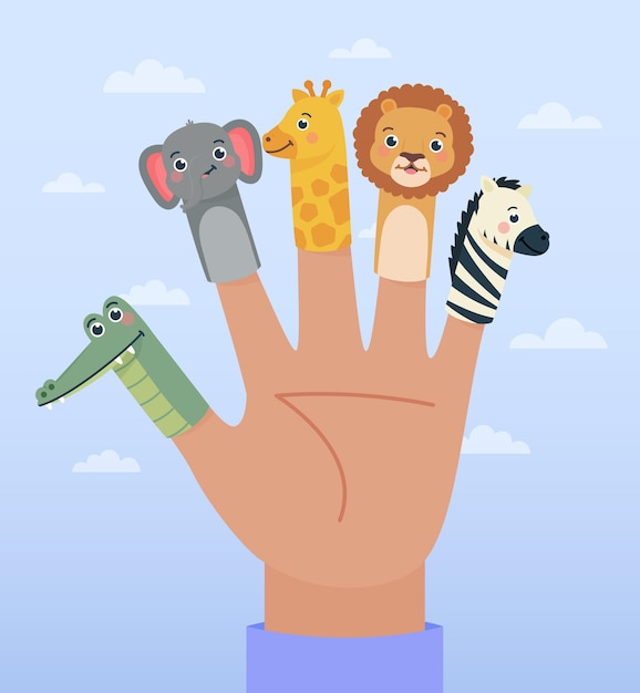 Free vector cute finger puppets collection