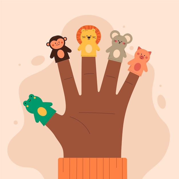 Free vector cute finger puppets collection