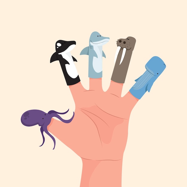 Free vector cute finger puppets collection