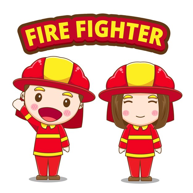 消防士の漫画のイラスト プレミアムベクター