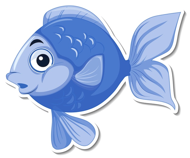 Vettore gratuito adesivo simpatico cartone animato di animali marini di pesce