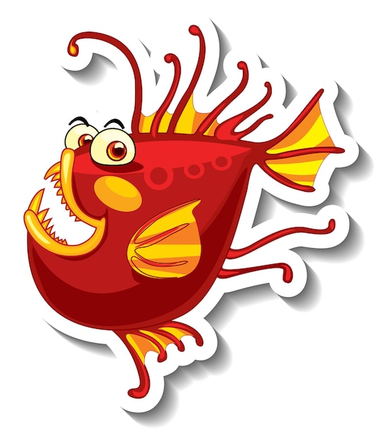 Free vector cute fish sea animal cartoon sticker