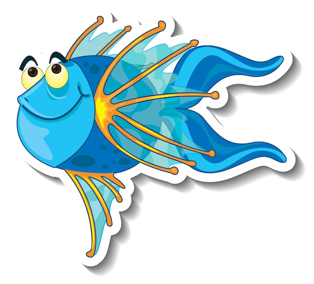 Free vector cute fish sea animal cartoon sticker