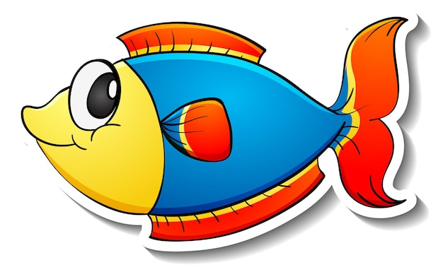 Free vector cute fish sea animal cartoon sticker