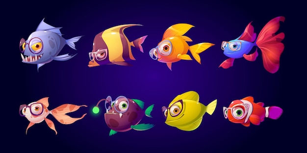 Free vector cute fish with glasses for kid ophthalmologist clinic.