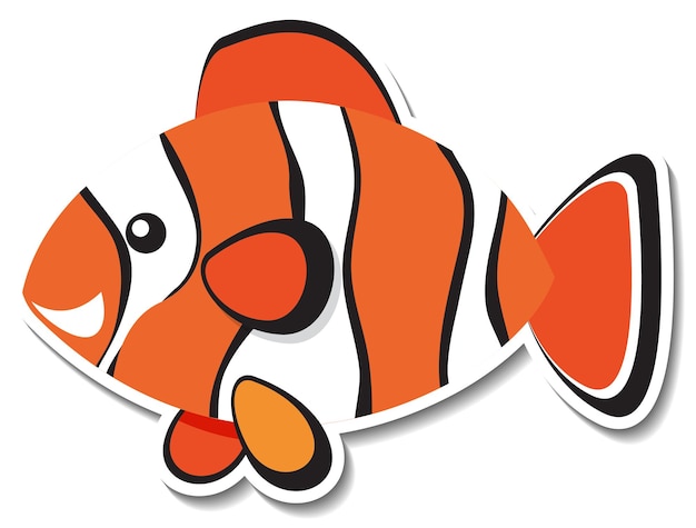 Cute flat clownfish cartoon sticker